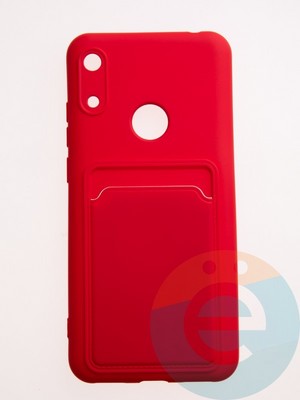 Накладка Soft touch с кармашком для Huawei Y6 2019/Honor 8A красная - фото 57850