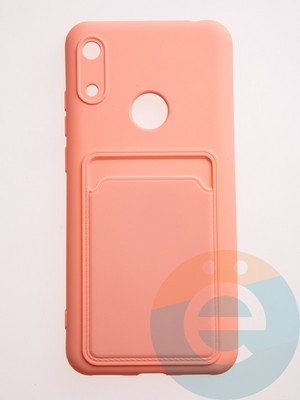Накладка Soft touch с кармашком для Huawei Y6 2019/Honor 8A розовая - фото 57852