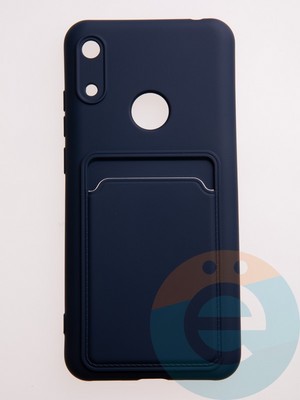 Накладка Soft touch с кармашком для Huawei Y6 2019/Honor 8A синяя - фото 57856