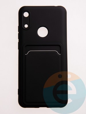 Накладка Soft touch с кармашком для Huawei Y6 2019/Honor 8A черная - фото 57861