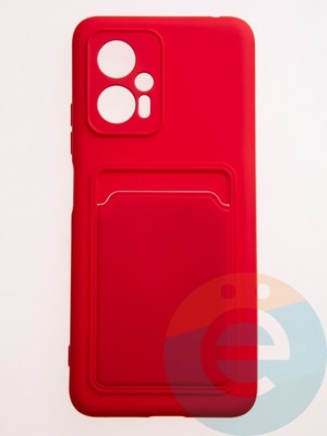 Накладка Soft touch с кармашком для Poco X4 GT красная - фото 57878