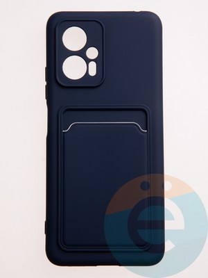 Накладка Soft touch с кармашком для Poco X4 GT синяя - фото 57882