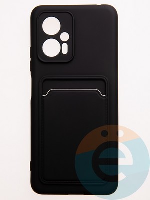 Накладка Soft touch с кармашком для Poco X4 GT черная - фото 57889