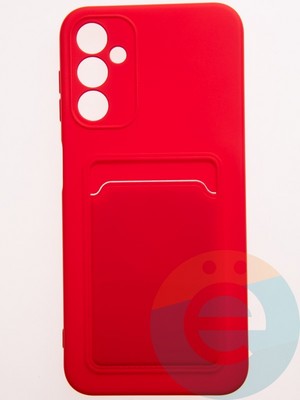 Накладка Soft touch с кармашком для Samsung Galaxy A14  красная - фото 57892