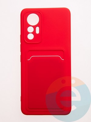 Накладка Soft touch с кармашком для Xiaomi Mi 12 Lite красная - фото 57914