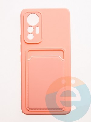 Накладка Soft touch с кармашком для Xiaomi Mi 12 Lite розовая - фото 57916