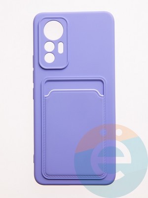 Накладка Soft touch с кармашком для Xiaomi Mi 12 Lite сиреневая - фото 57922