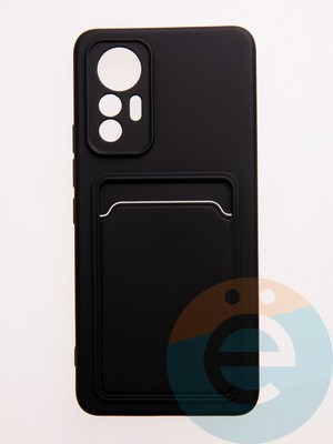 Накладка Soft touch с кармашком для Xiaomi Mi 12 Lite черная - фото 57924