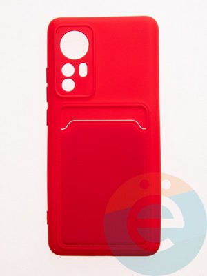 Накладка Soft touch с кармашком для Xiaomi Mi 12/12x красная - фото 57926