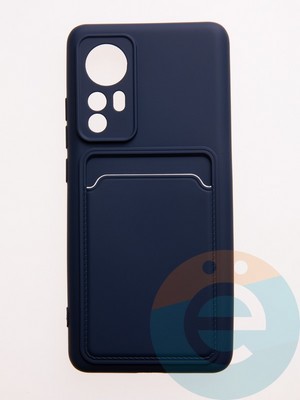 Накладка Soft touch с кармашком для Xiaomi Mi 12/12x синяя - фото 57933