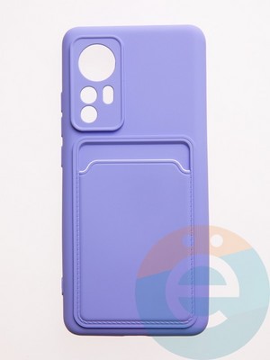 Накладка Soft touch с кармашком для Xiaomi Mi 12/12x сиреневая - фото 57935