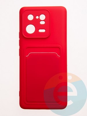 Накладка Soft touch с кармашком для Xiaomi Mi 13 Pro красная - фото 57939