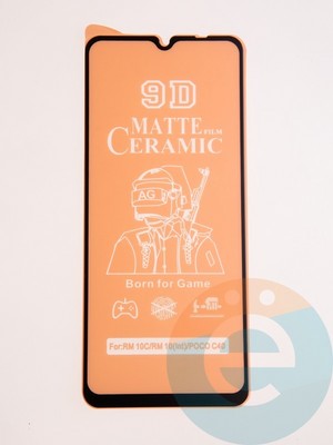 Защитное стекло Ceramics Matte (без упаковки) для Xiaomi Redmi 10C/12C/Poco C40/C55 черное - фото 58000