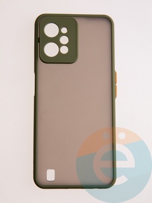 Накладка пластиковая с силиконовой окантовкой с защищенной камерой для Realme C31 хаки - фото 58007