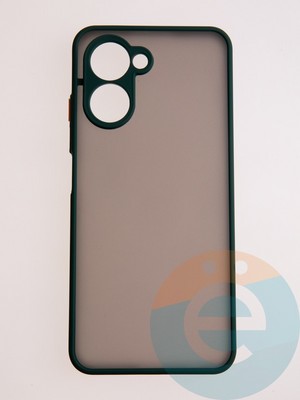 Накладка пластиковая с силиконовой окантовкой с защищенной камерой для Realme C33 зеленая - фото 58008