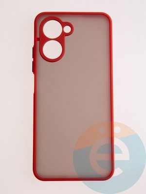 Накладка пластиковая с силиконовой окантовкой с защищенной камерой для Realme C33 красная - фото 58010