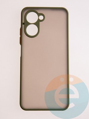 Накладка пластиковая с силиконовой окантовкой с защищенной камерой для Realme C33 хаки - фото 58011