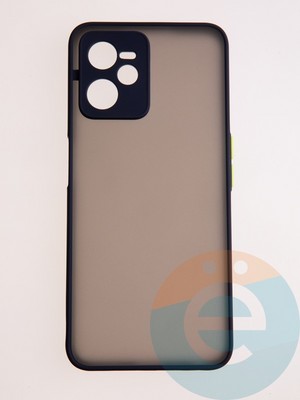 Накладка пластиковая с силиконовой окантовкой с защищенной камерой для Realme C35 синяя - фото 58015