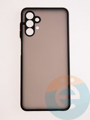 Накладка пластиковая с силиконовой окантовкой с защищенной камерой для Samsung Galaxy A04S черная - фото 58018