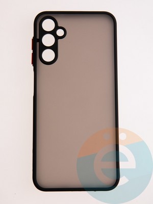 Накладка пластиковая с силиконовой окантовкой с защищенной камерой для Samsung Galaxy A14 черная - фото 58021