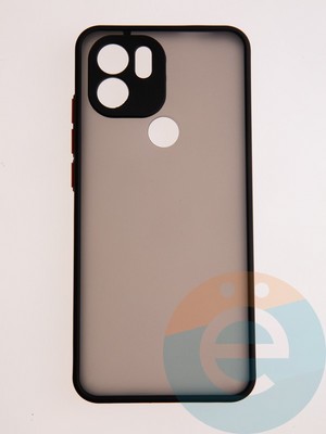 Накладка пластиковая с силиконовой окантовкой с защищенной камерой для Xiaomi Redmi A1 Plus/A2 Plus черная - фото 58035