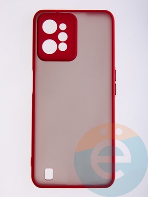 Накладка пластиковая с силиконовой окантовкой с защищенной камерой для Realme C31 красная - фото 58369