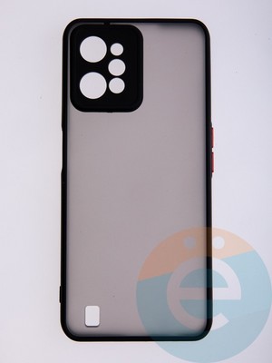 Накладка пластиковая с силиконовой окантовкой с защищенной камерой для Realme C31 черная - фото 58371