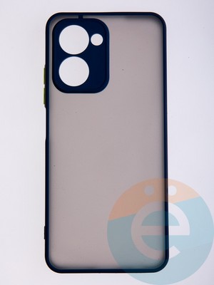 Накладка пластиковая с силиконовой окантовкой с защищенной камерой для Realme C33 синяя - фото 58372