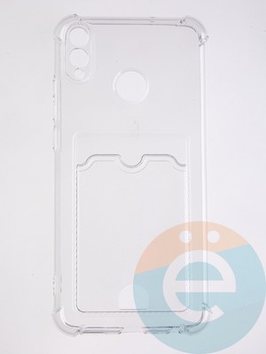 Накладка силиконовая с кардхолдером и усиленными углами для Huawei Honor 8X прозрачная - фото 58645