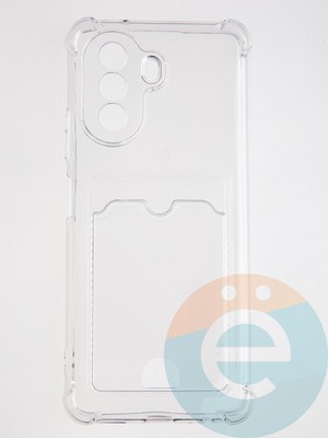 Накладка силиконовая с кардхолдером и усиленными углами для Huawei Nova Y70 прозрачная - фото 58655