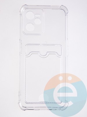 Накладка силиконовая с кардхолдером и усиленными углами для Realme C35 прозрачная - фото 58689