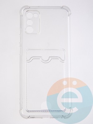 Накладка силиконовая с кардхолдером и усиленными углами для Samsung Galaxy A02S прозрачная - фото 58691