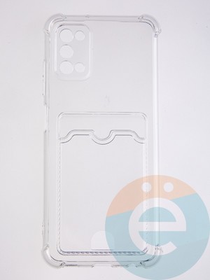 Накладка силиконовая с кардхолдером и усиленными углами для Samsung Galaxy A03S прозрачная - фото 58694