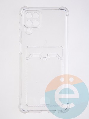 Накладка силиконовая с кардхолдером и усиленными углами для Samsung Galaxy A12 прозрачная - фото 58698