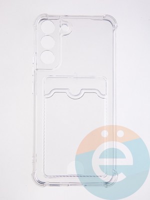 Накладка силиконовая с кардхолдером и усиленными углами для Samsung Galaxy S22 Plus прозрачная - фото 58731