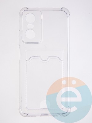 Накладка силиконовая с кардхолдером и усиленными углами для Tecno Pop 6 Pro прозрачная - фото 58739