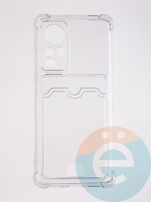 Накладка силиконовая с кардхолдером и усиленными углами для Xiaomi Mi 12/12X прозрачная - фото 58757