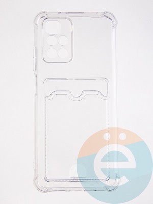 Накладка силиконовая с кардхолдером и усиленными углами для Xiaomi Redmi 10 прозрачная - фото 58762