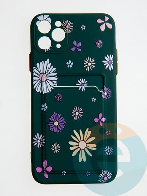 Накладка силиконовая Summer с кардхолдером для Apple iPhone 11 Pro Max зеленая - фото 58793