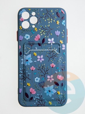 Накладка силиконовая Summer с кардхолдером для Apple iPhone 11 Pro Max синяя - фото 58796