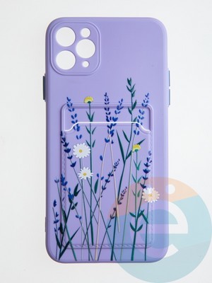 Накладка силиконовая Summer с кардхолдером для Apple iPhone 11 Pro Max сиреневая - фото 58797