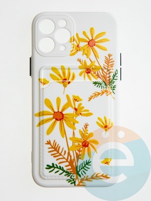 Накладка силиконовая Summer с кардхолдером для Apple iPhone 11 Pro бежевая - фото 58800