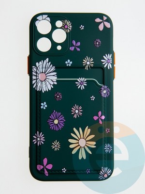 Накладка силиконовая Summer с кардхолдером для Apple iPhone 11 Pro зеленая - фото 58801