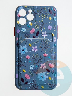 Накладка силиконовая Summer с кардхолдером для Apple iPhone 11 Pro синяя - фото 58805