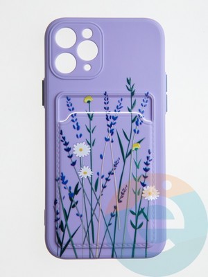 Накладка силиконовая Summer с кардхолдером для Apple iPhone 11 Pro сиреневая - фото 58806