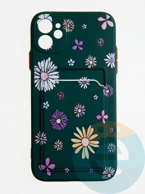 Накладка силиконовая Summer с кардхолдером для Apple iPhone 11 зеленая - фото 58812