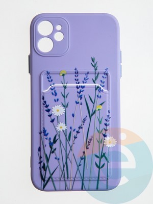 Накладка силиконовая Summer с кардхолдером для Apple iPhone 11 сиреневая - фото 58815