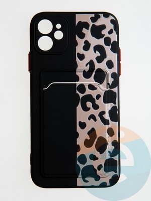 Накладка силиконовая Summer с кардхолдером для Apple iPhone 11 черная - фото 58816