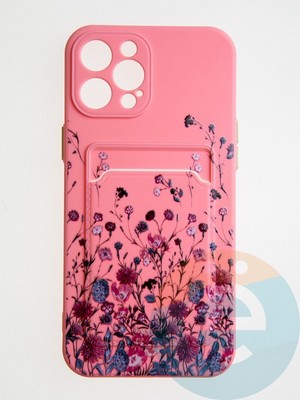 Накладка силиконовая Summer с кардхолдером для Apple iPhone 12 Pro Max розовая - фото 58830
