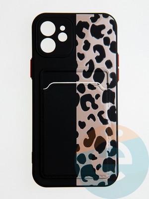 Накладка силиконовая Summer с кардхолдером для Apple iPhone 12 черная - фото 58851
